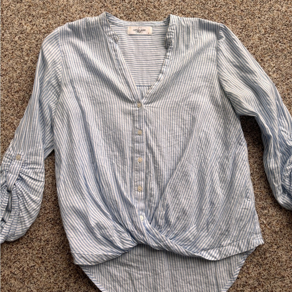 Carly Jean Los Angeles Blue Striped Blouse